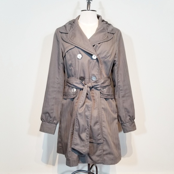 VERO MODA | subtle gray stripe belted trench coat - Picture 1 of 8